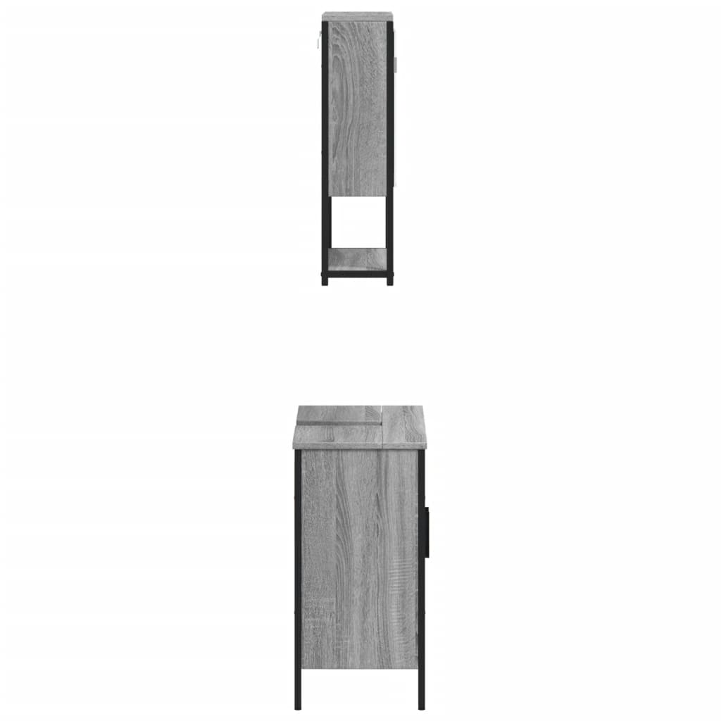 vidaXL møbelsæt til badeværelse 2 dele konstrueret træ grå sonoma-eg