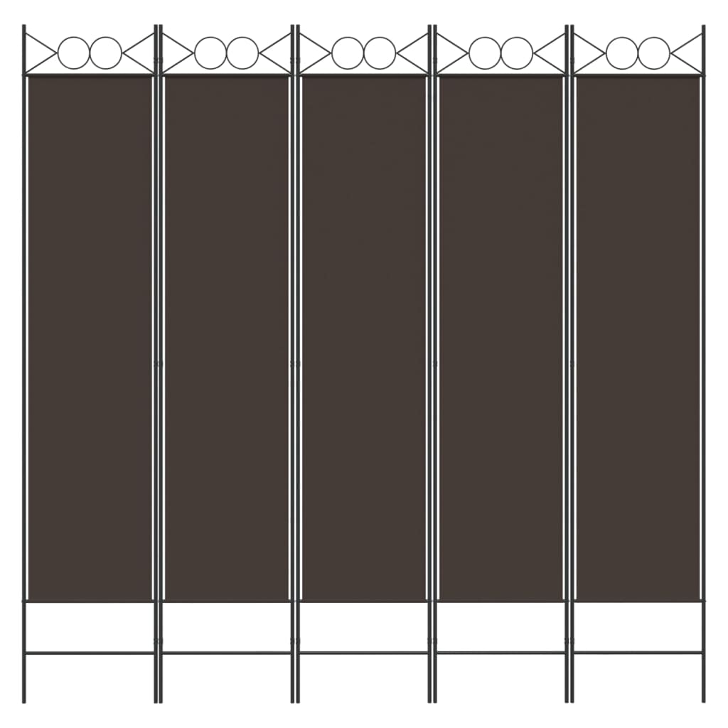 vidaXL 5-panels rumdeler 200x200 cm stof brun