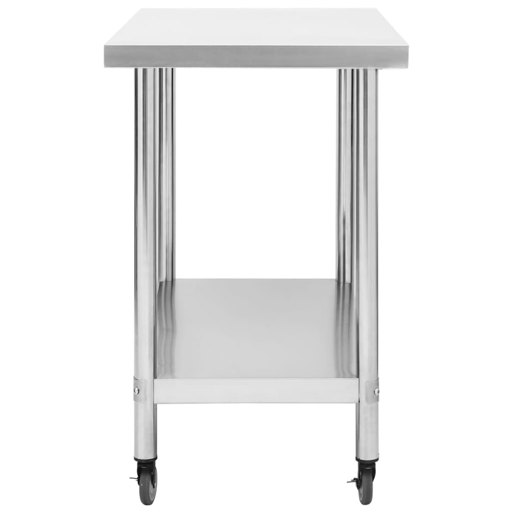 vidaXL arbejdsbord med hjul til køkken 100x45x85 cm rustfrit stål