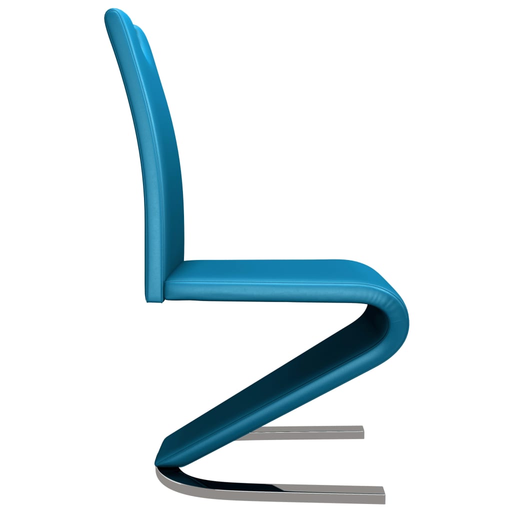 vidaXL spisebordsstole med zigzagform 2 stk. kunstlæder blå