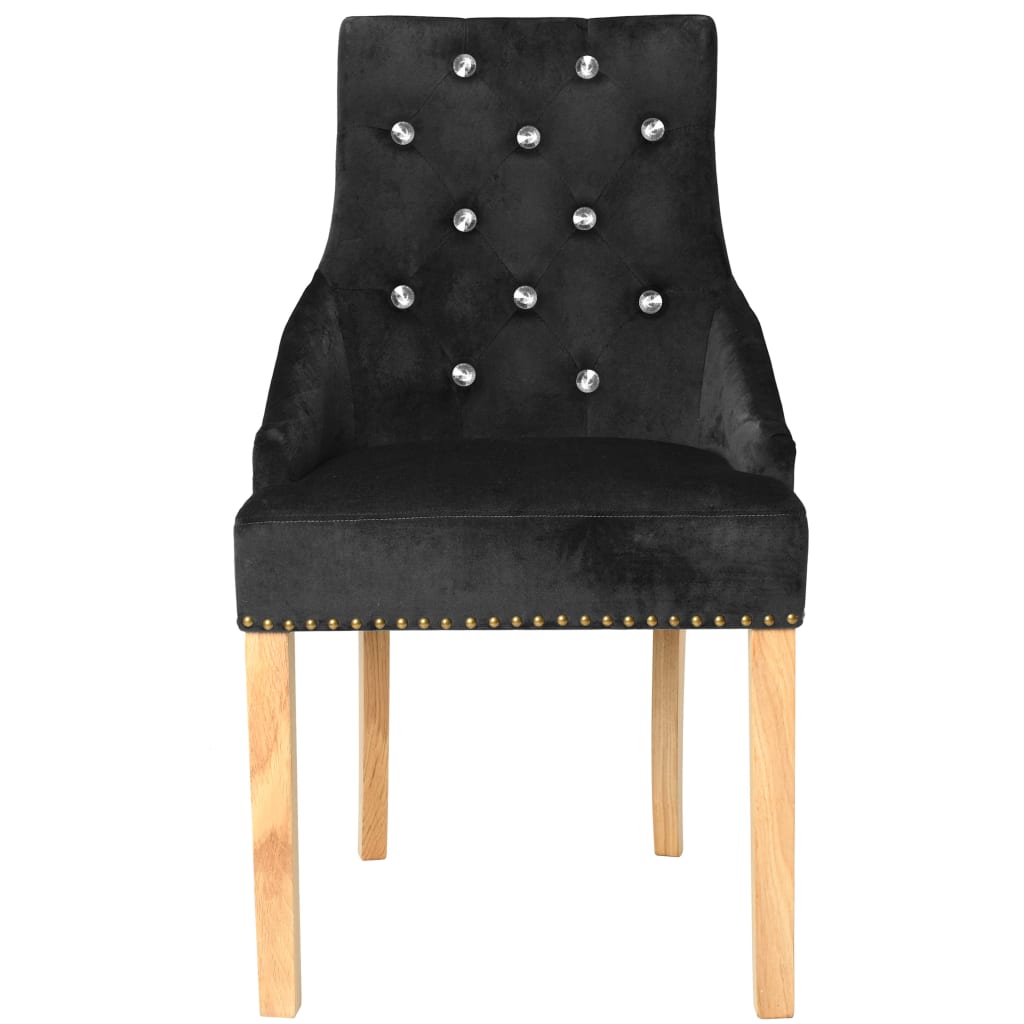vidaXL spisebordsstole 2 stk. massivt egetræ og fløjl sort