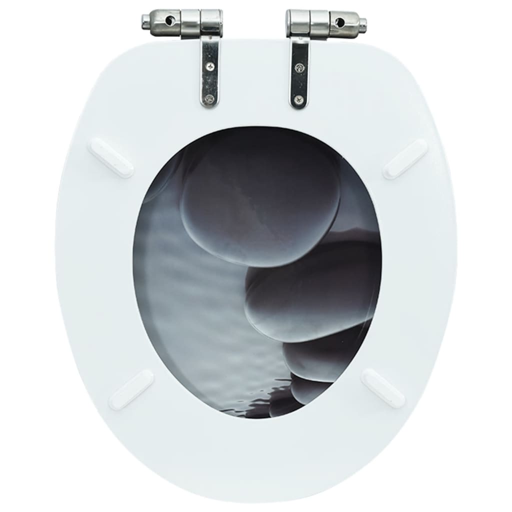 vidaXL toiletsæde med soft close-låg MDF stendesign