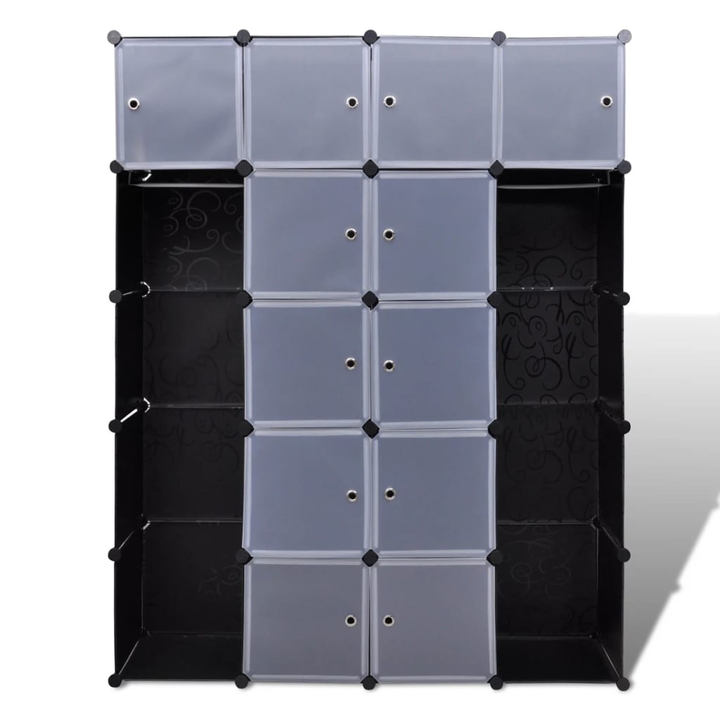 vidaXL modulskab med 14 rum sort og hvid 37 x 146 x 180,5 cm