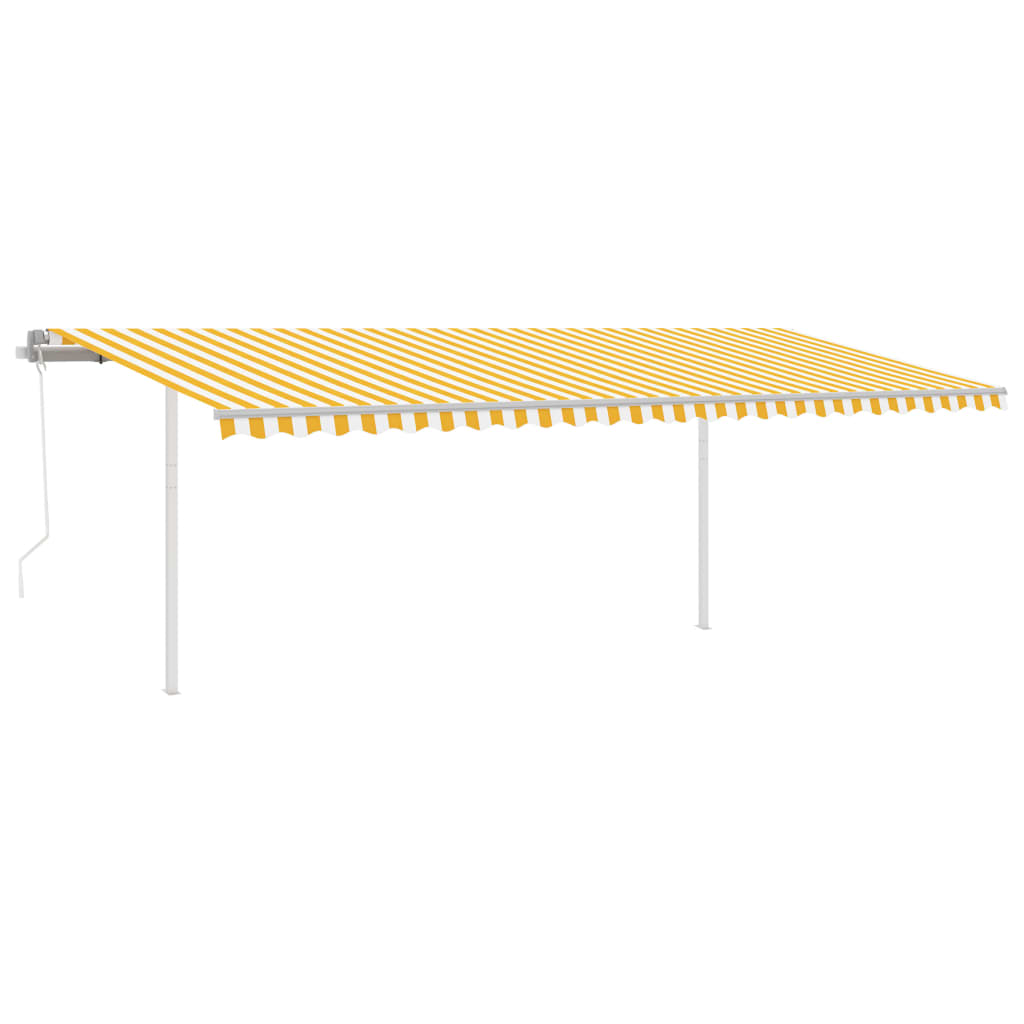 vidaXL markise med stolper 6x3,5 m automatisk gul og hvid