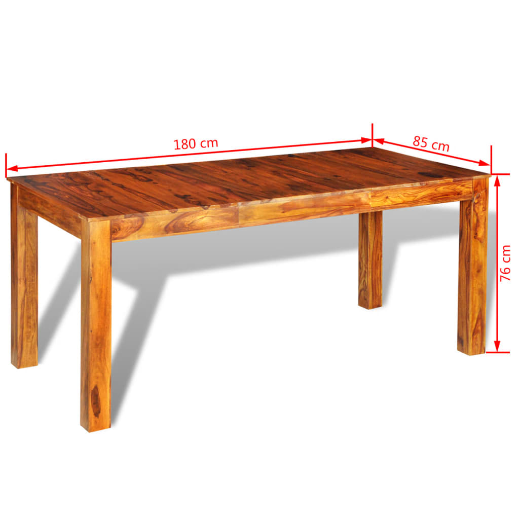 vidaXL spisebord massivt sheeshamtræ 180 x 85 x 76 cm
