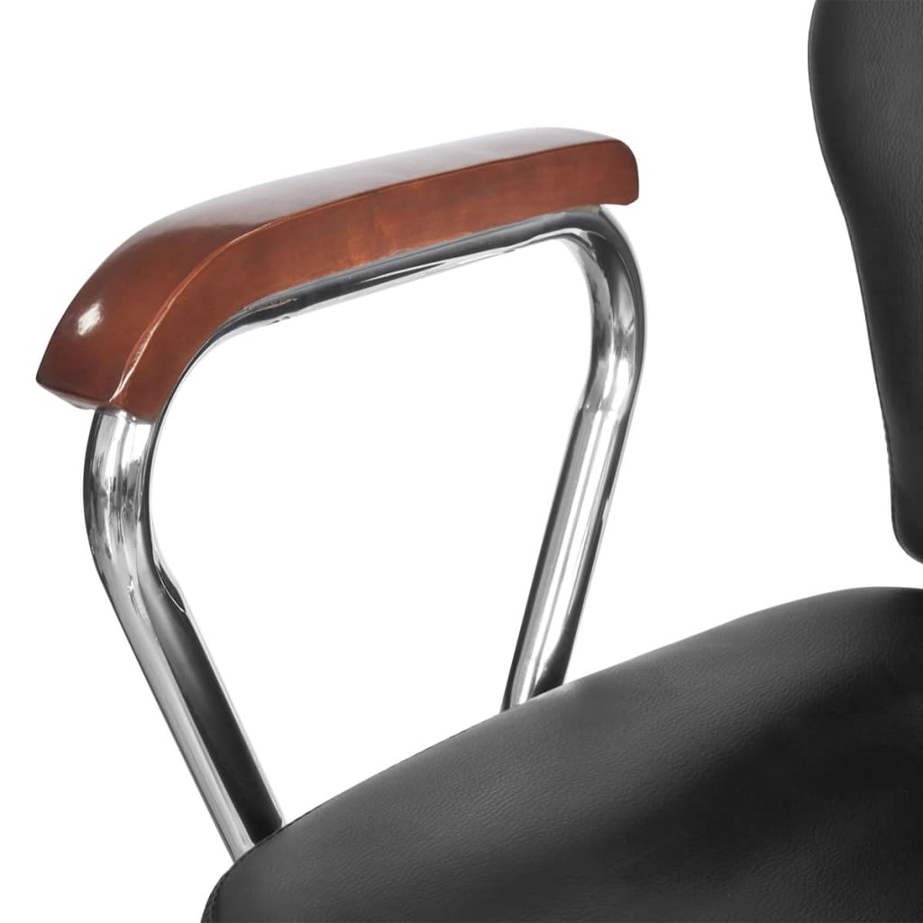 vidaXL professionel barberstol med hovedstøtte i sort kunstlæder
