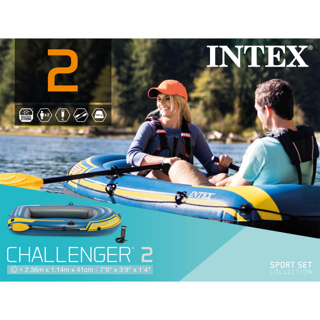 Intex Challenger 3 Set gummibåd med padler og pumpe 68367NP