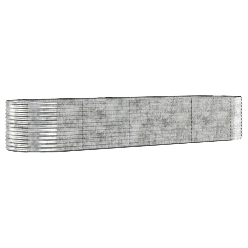 vidaXL plantekasse 396x100x68 cm pulverlakeret stål sølvfarvet
