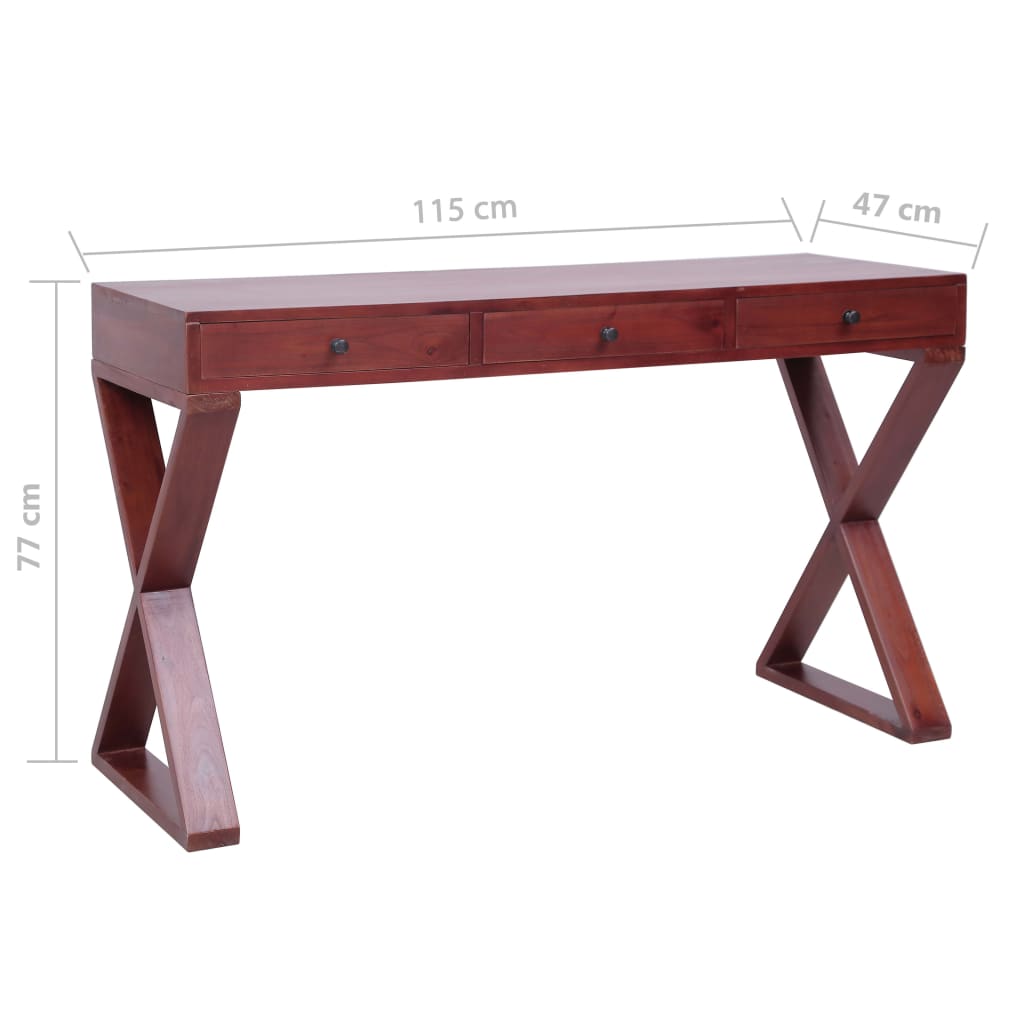 vidaXL computerbord 115x47x77 cm massivt mahognitræ brun
