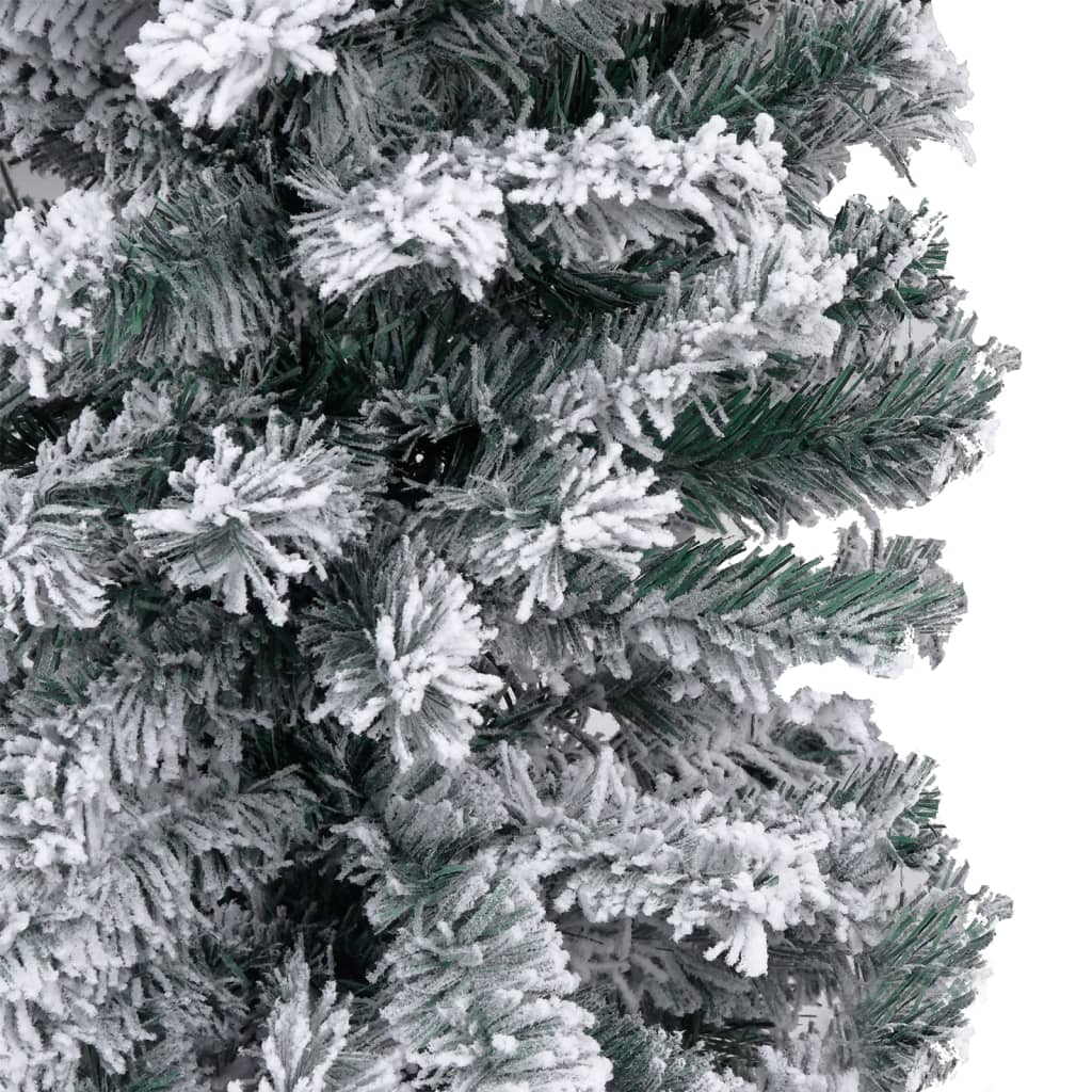 vidaXL smalt juletræ med lys og sne 210 cm PVC grøn