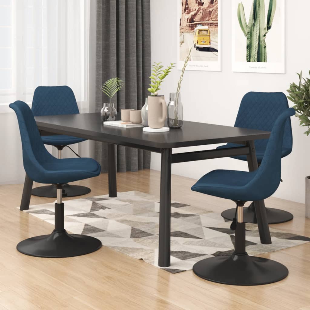 vidaXL drejelige spisebordsstole 4 stk. fløjl blå