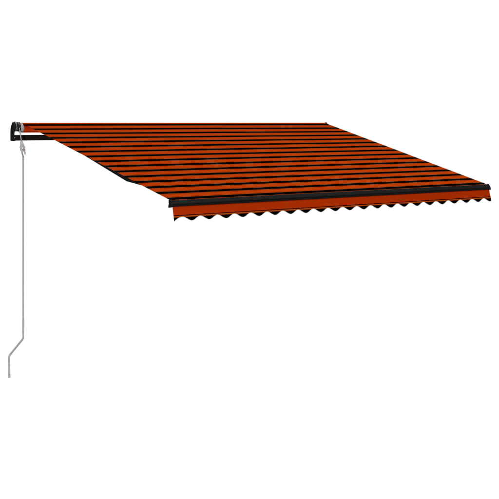 vidaXL foldemarkise med vindsensor & LED 500x300 cm orange og brun
