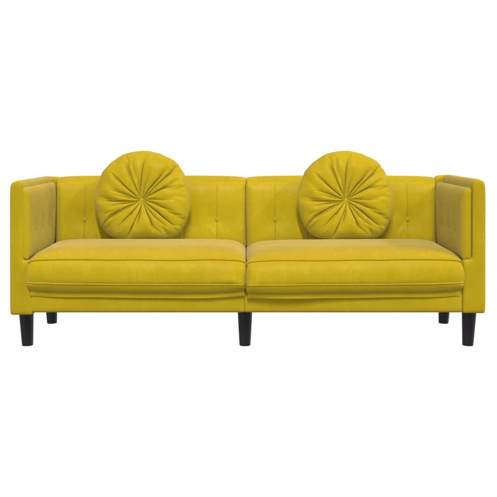 vidaXL 3-personers sofa med hynder velour gul