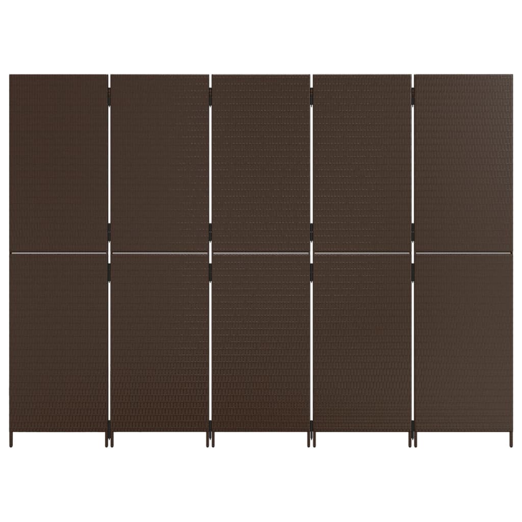 vidaXL rumdeler 5 paneler polyrattan brun