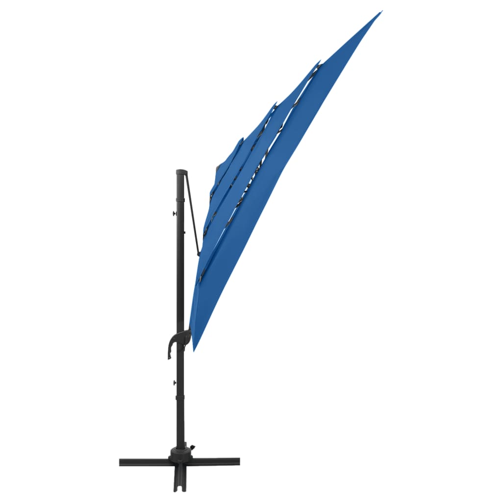 vidaXL parasol med aluminiumsstang i 4 niveauer 250x250 cm azurblå