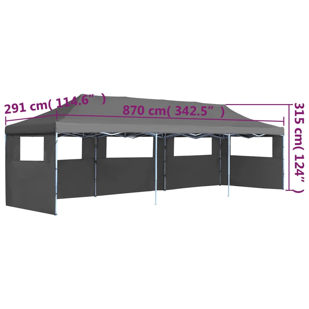 vidaXL foldbart pop op-festtelt med 5 sidevægge 3 x 9 m antracitgrå