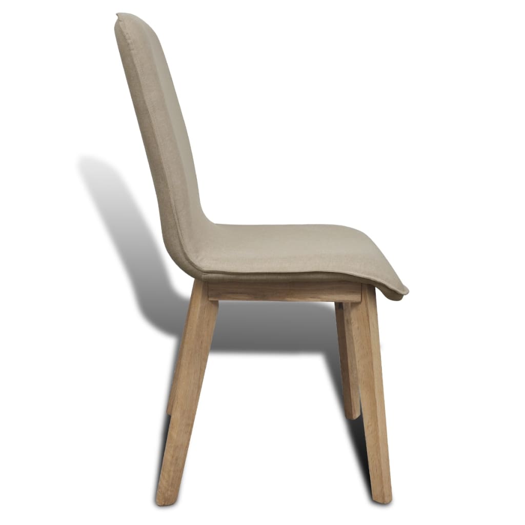 vidaXL spisebordsstole 4 stk. beige stof massivt egetræ