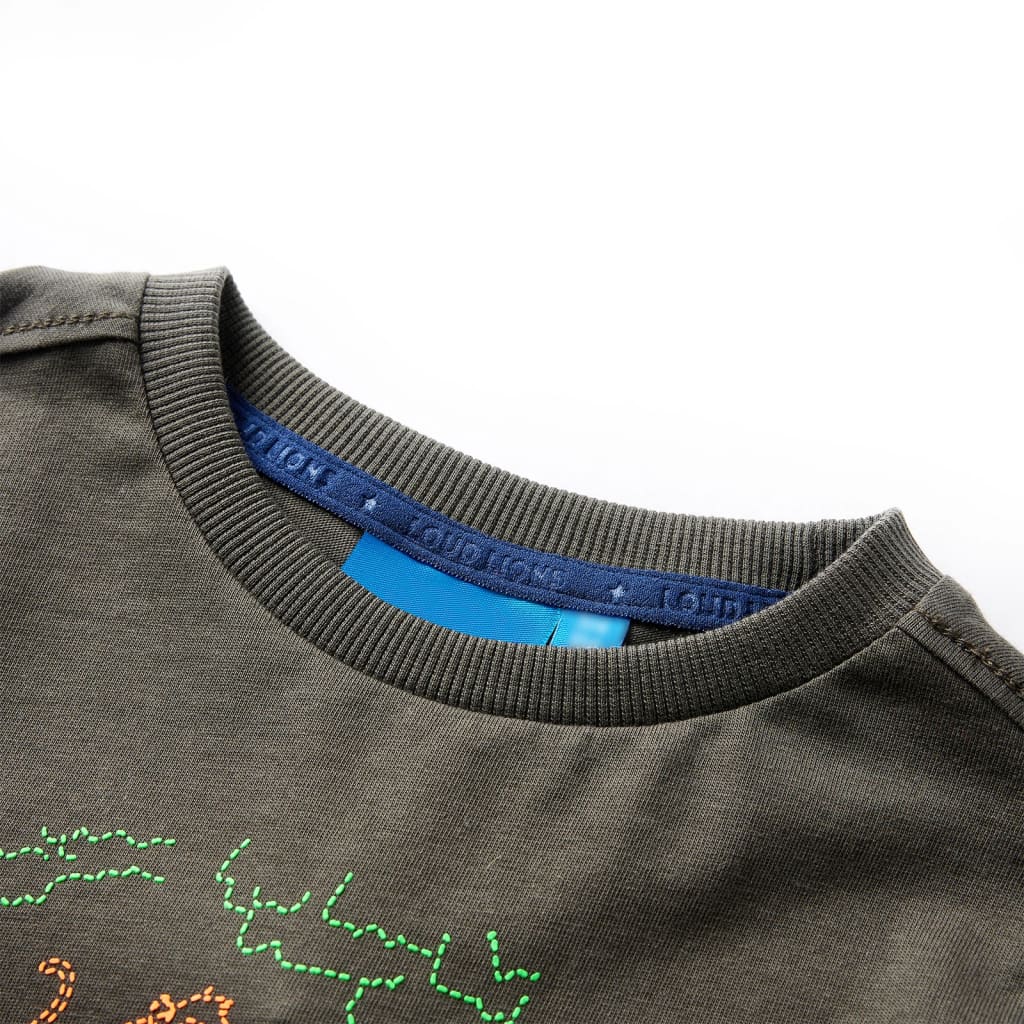 Langærmet T-shirt til børn str. 92 kakifarvet