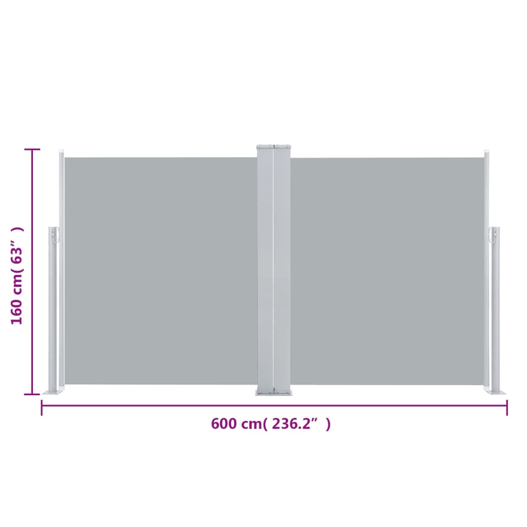 vidaXL sammenrullelig sidemarkise 160x600 cm antracitgrå