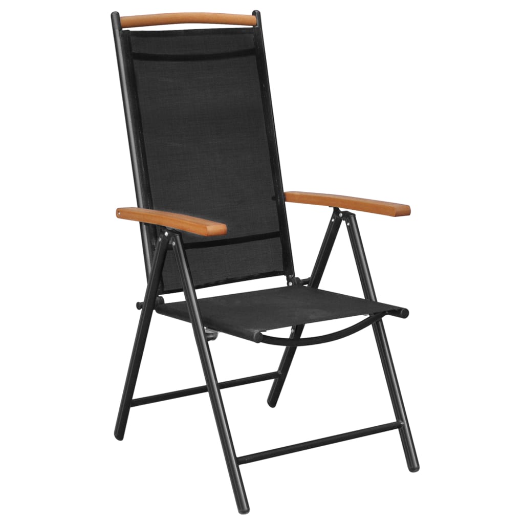 vidaXL udendørs spisebordssæt 9 dele med foldbare stole aluminium sort