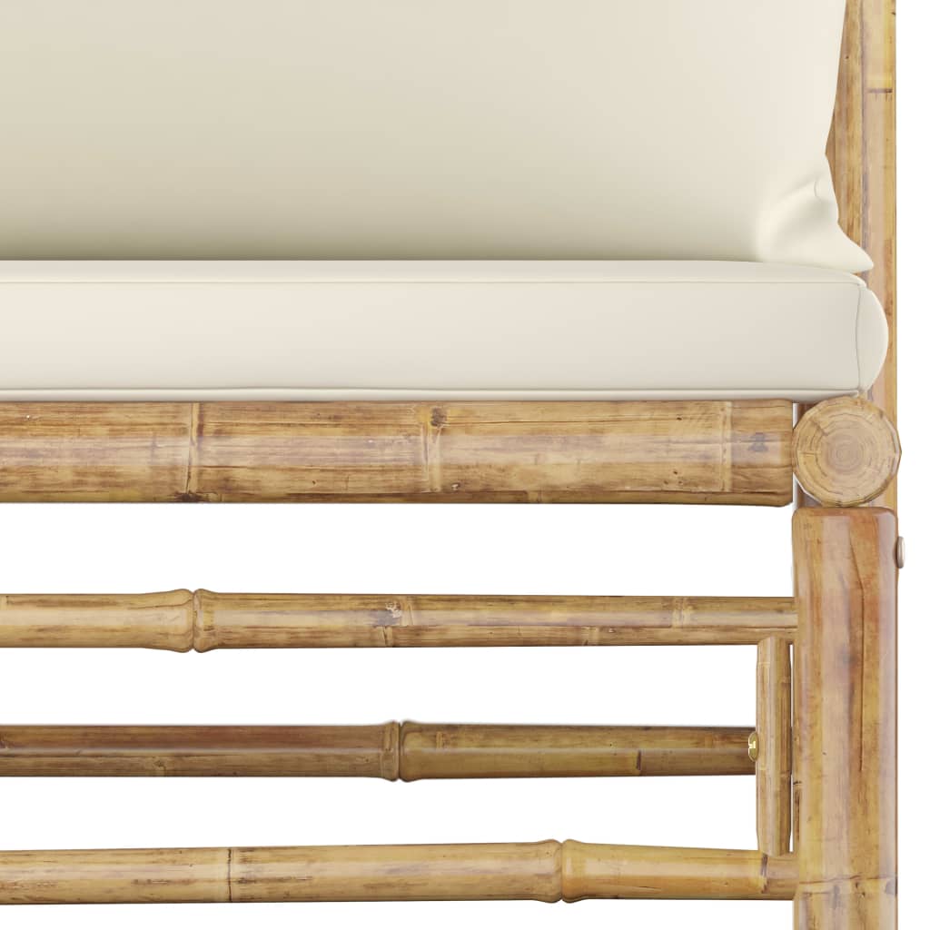vidaXL havesofa midterdel med cremefarvede hynder bambus
