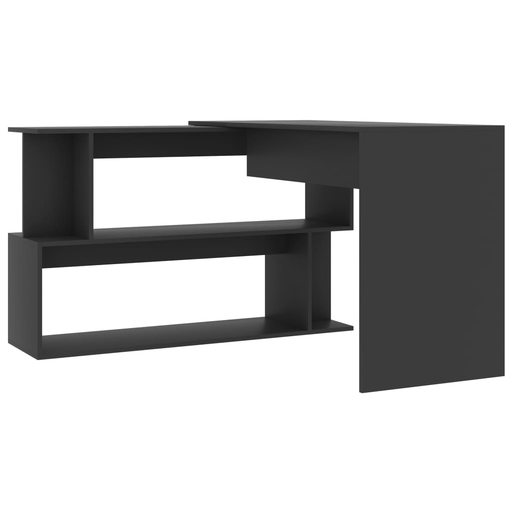 vidaXL skrivebord til hjørne 200x50x76 cm konstrueret træ grå