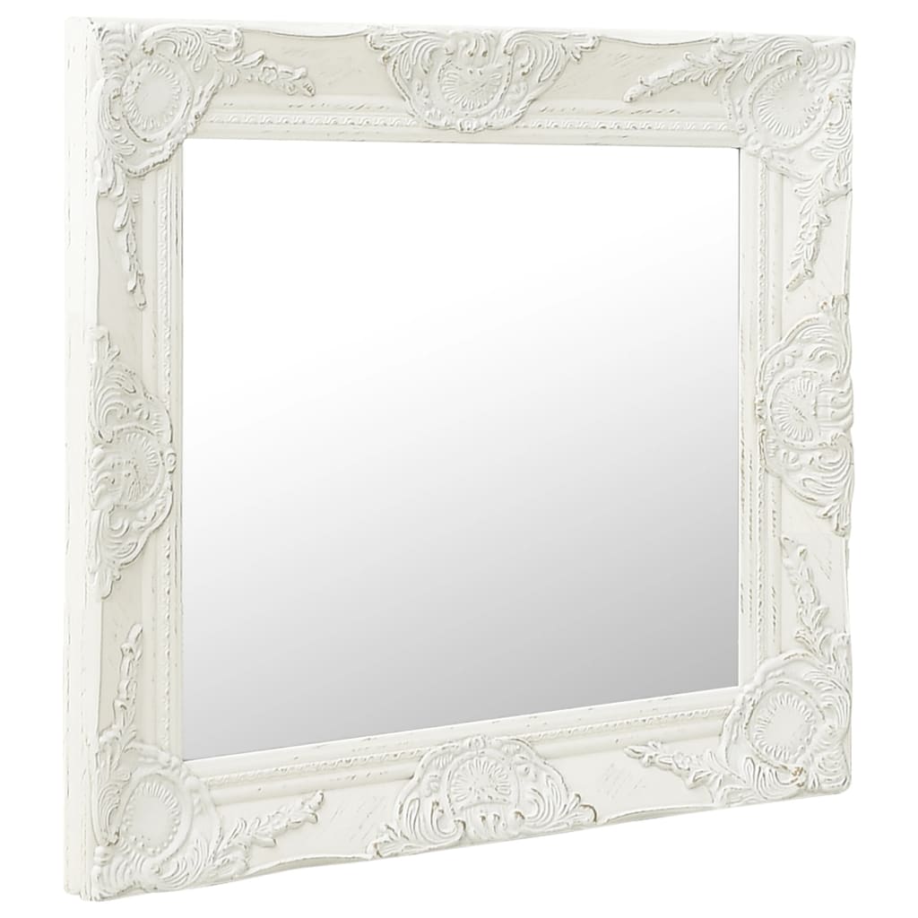 vidaXL vægspejl barokstil 60x60 cm hvid