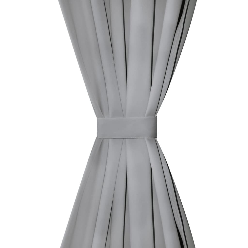 vidaXL gardiner i mikro-satin 2 stk. med løkker 140 x 245 cm grå