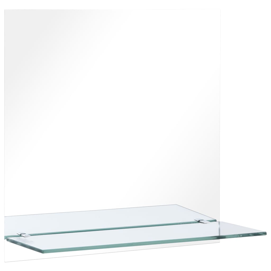 vidaXL vægspejl med hylde 60x60 cm hærdet glas