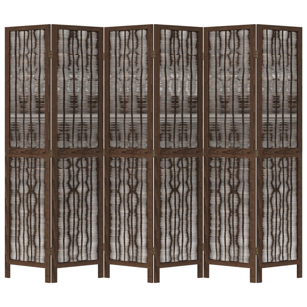 vidaXL rumdeler 6 paneler massivt kejsertræ mørkebrun