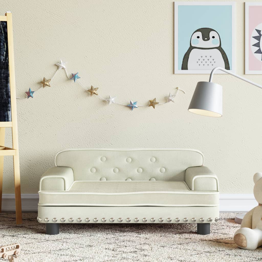 vidaXL sofa til børn 70x45x30 cm fløjl cremefarvet