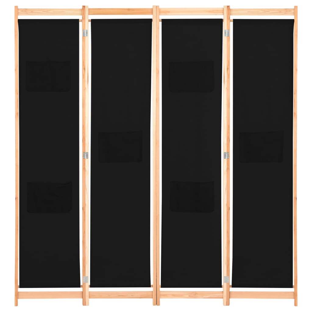 vidaXL 4-panels rumdeler 160 x 170 x 4 cm stof sort