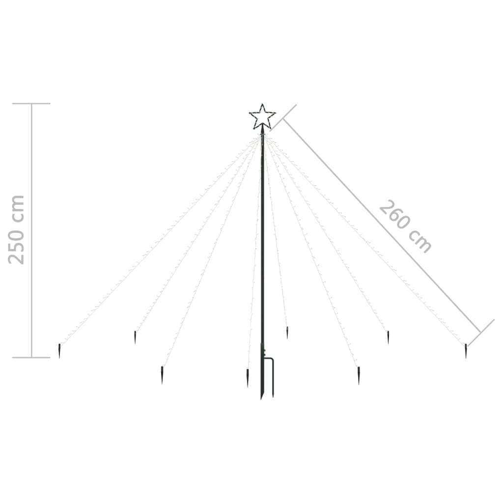 vidaXL LED-lysjuletræ 2,5 m vandfaldsdesign inde/ude 400 LED'er