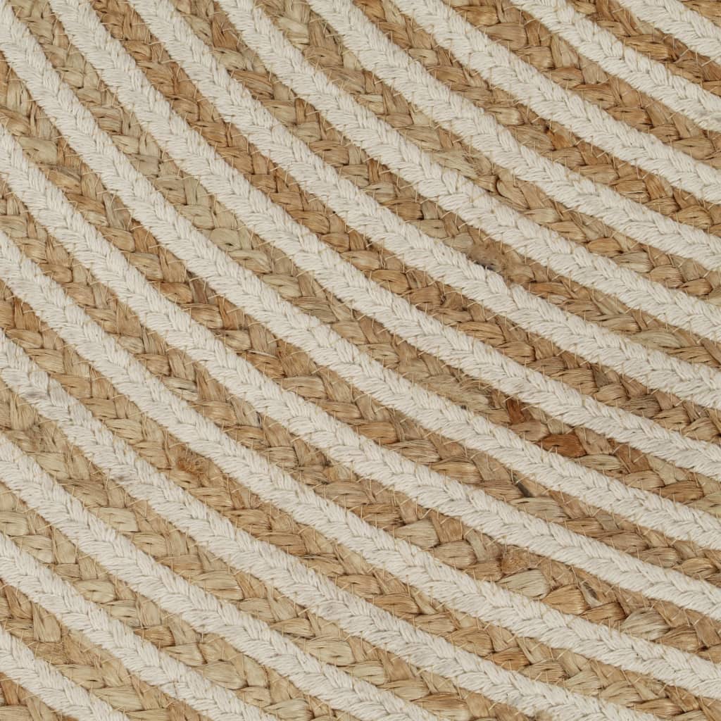 vidaXL håndlavet jutetæppe med spiraldesign 90 cm hvid