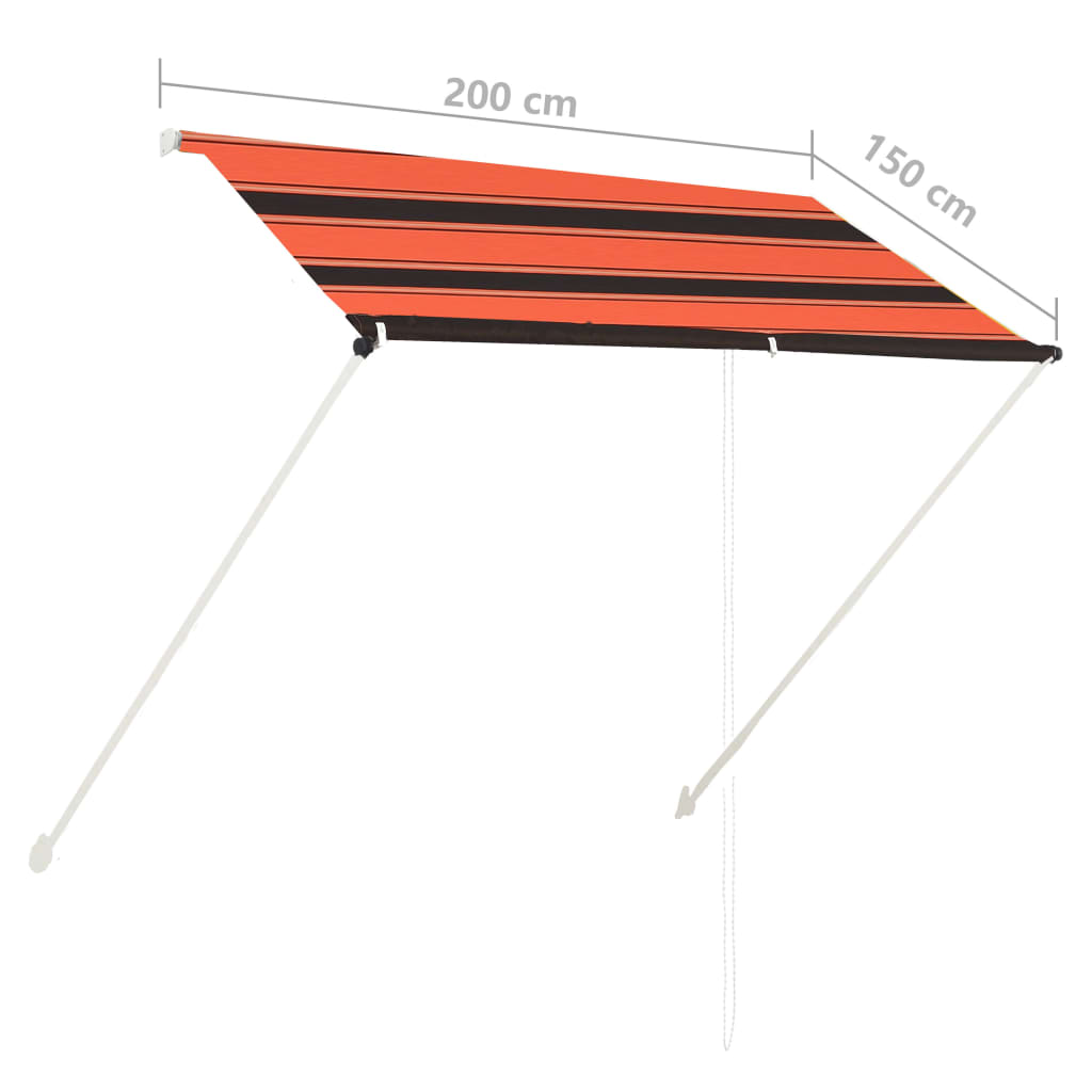 vidaXL foldemarkise med LED 200x150 cm orange og brun