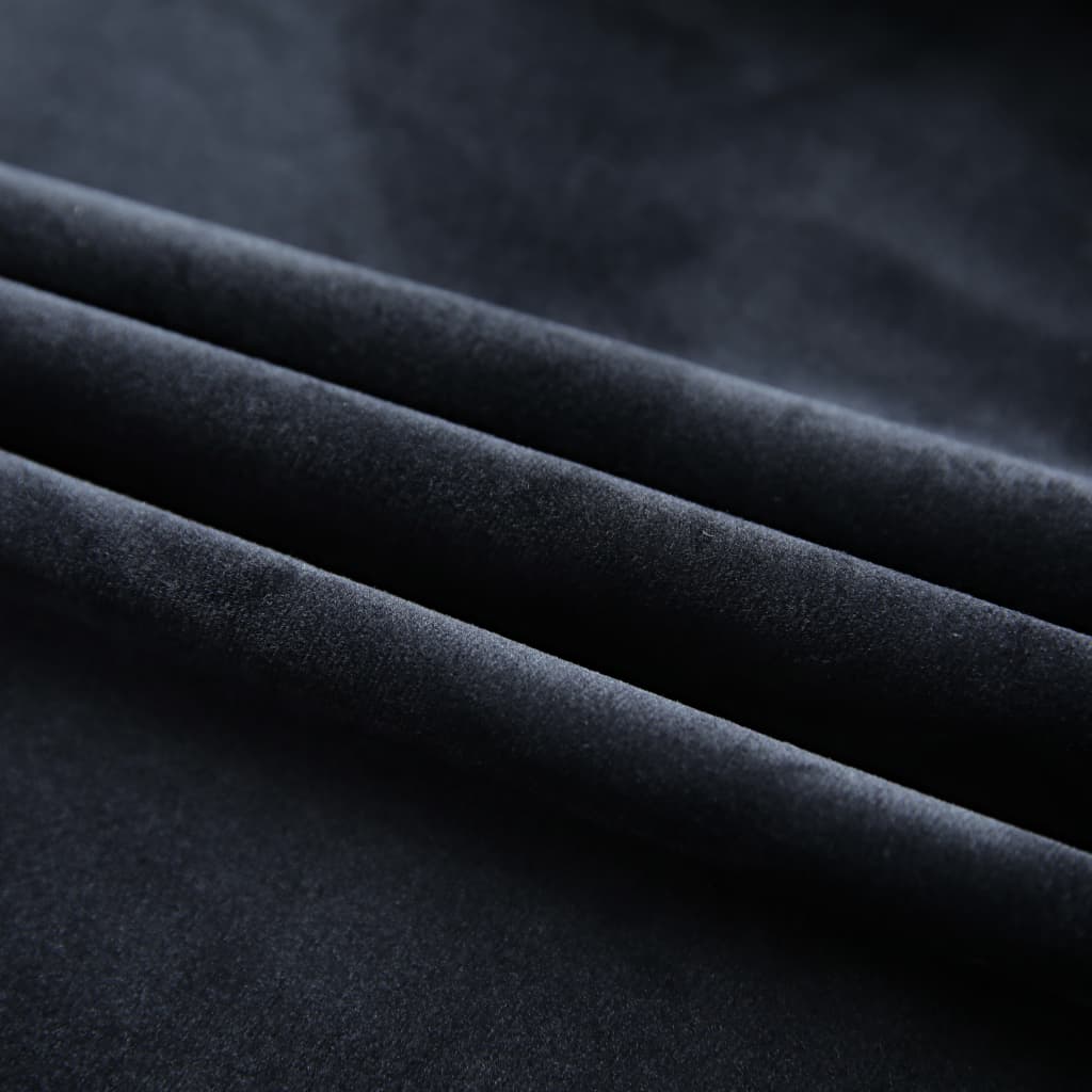 vidaXL mørklægningsgardiner med kroge 2 stk. 140 x 245 cm fløjl sort