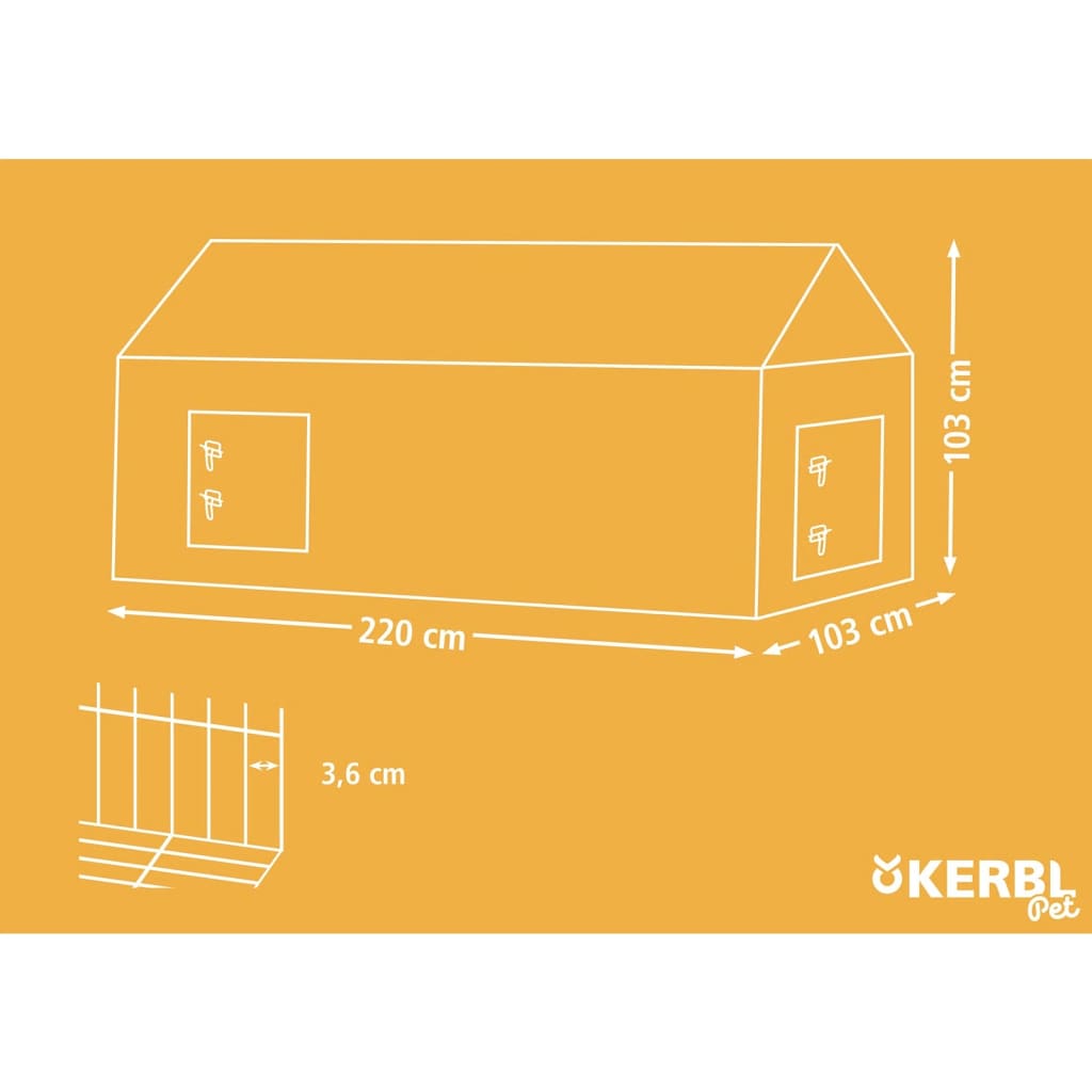 Kerbl udendørs løbegård med barriere 220x103x103 cm krom