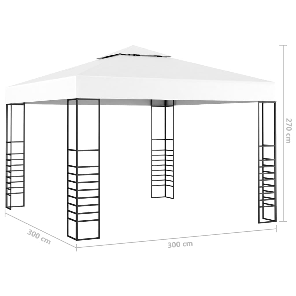 vidaXL havepavillon med LED-lyskæder 3x3 m hvid