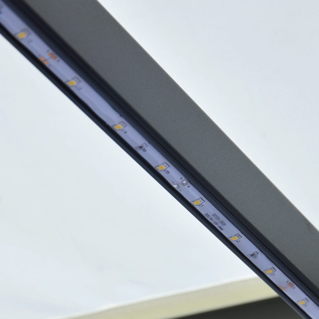 vidaXL markise m. LED-lys 300x250 cm manuel betjening cremefarvet