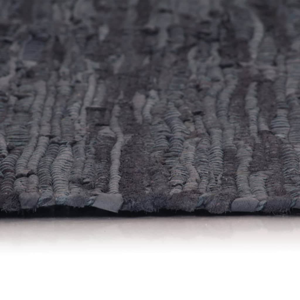 vidaXL håndvævet chindi-tæppe læder 120 x 170 cm grå