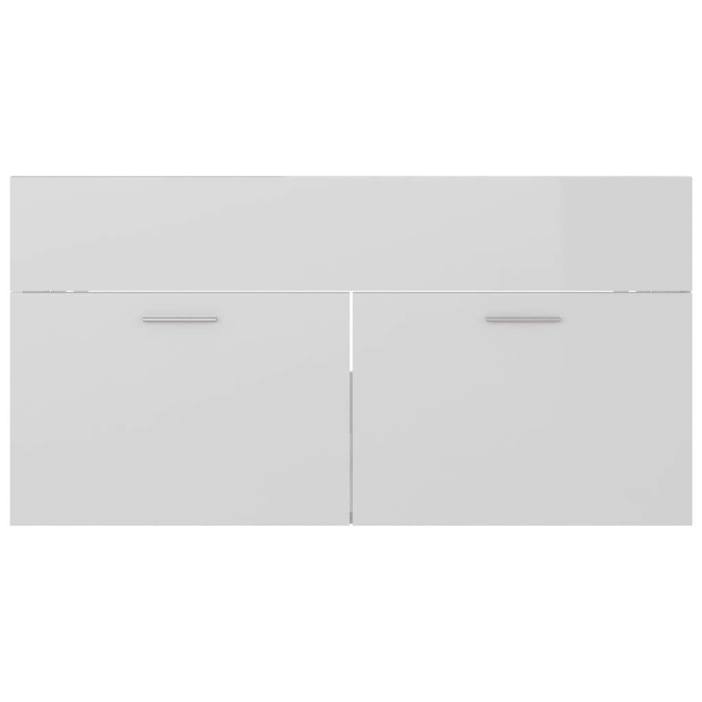 vidaXL vaskeskab 90x38,5x46 cm spånplade hvid højglans