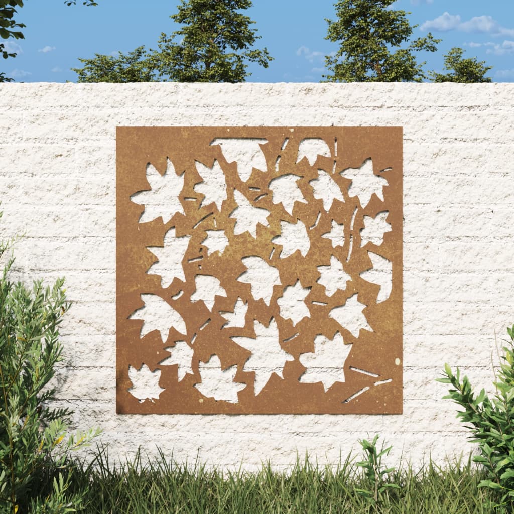 vidaXL udendørs vægdekoration 55x55 cm ahornbladdesign cortenstål