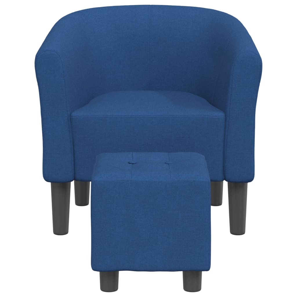 vidaXL lænestol med fodskammel stof blå