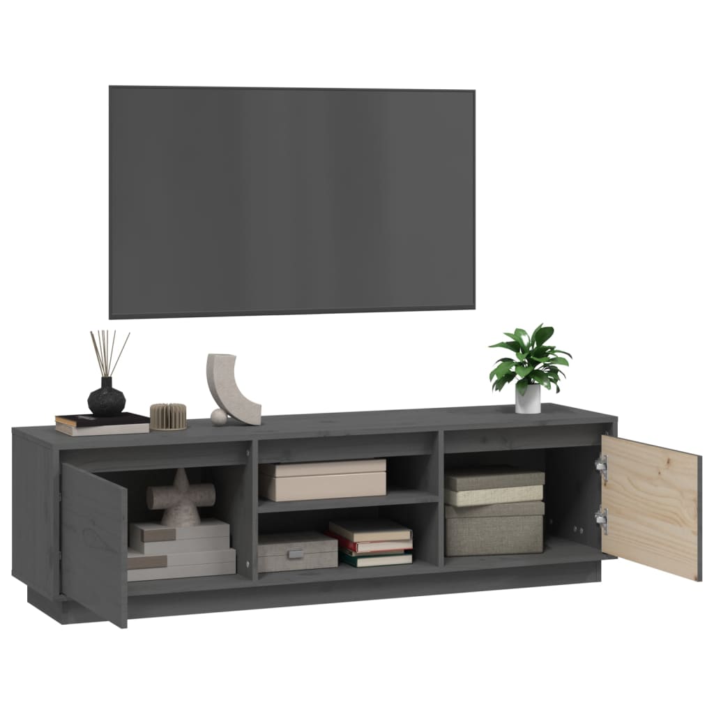 vidaXL tv-bord 140x35x40 cm massivt fyrretræ grå