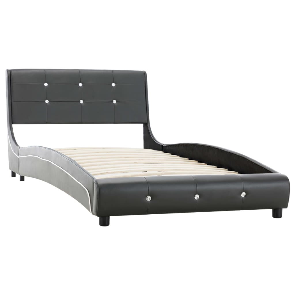 vidaXL seng med madras i memoryskum 90 x 200 cm kunstlæder grå