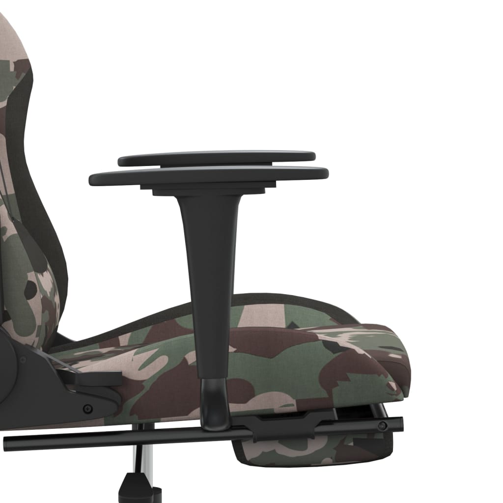vidaXL gamingstol med massagefunktion + fodstøtte stof sort camouflage
