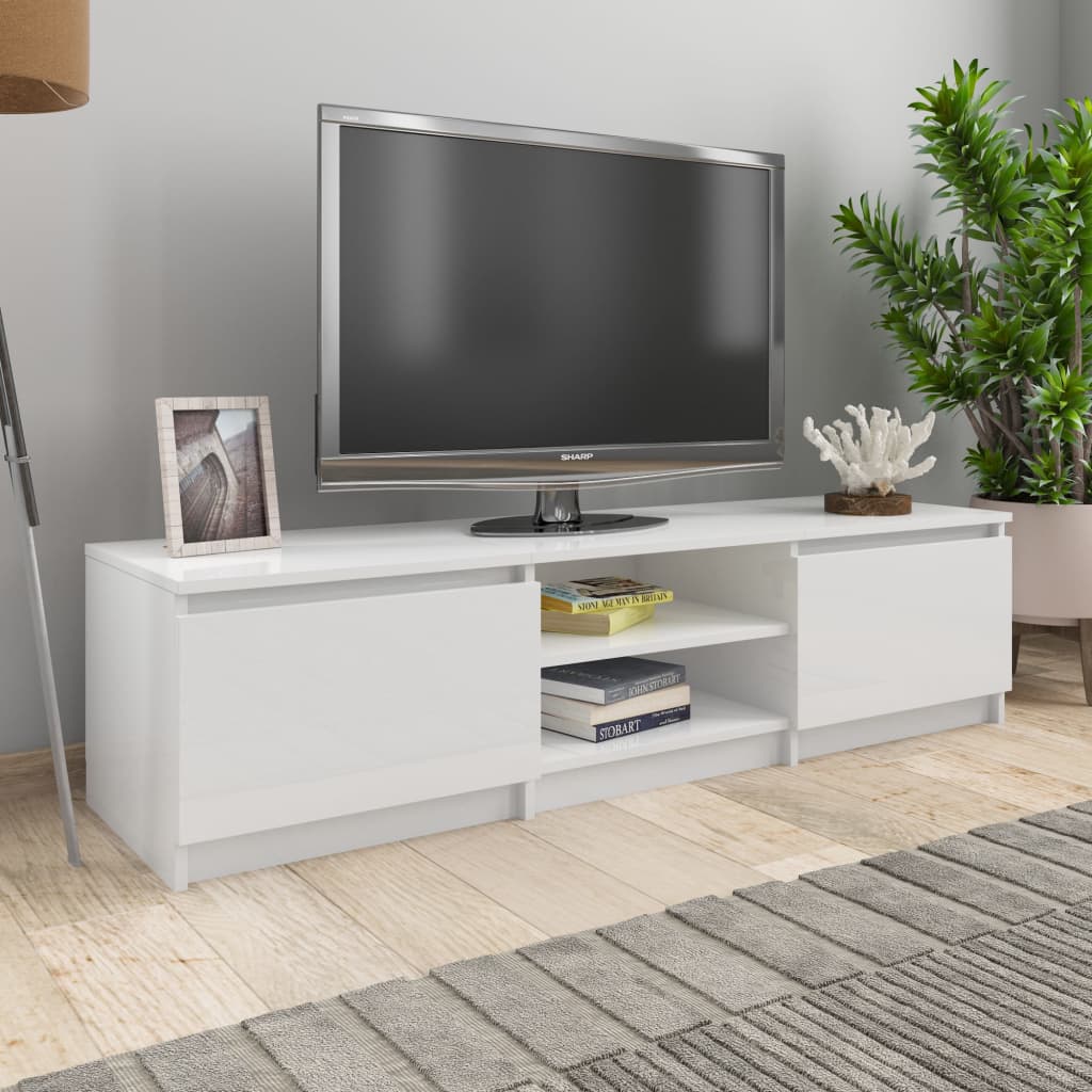 vidaXL tv-bord 140x40x35,5 cm konstrueret træ hvid højglans