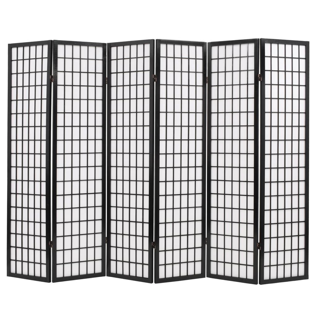 vidaXL foldbar 6-panels rumdeler japansk stil 240 x 170 cm sort