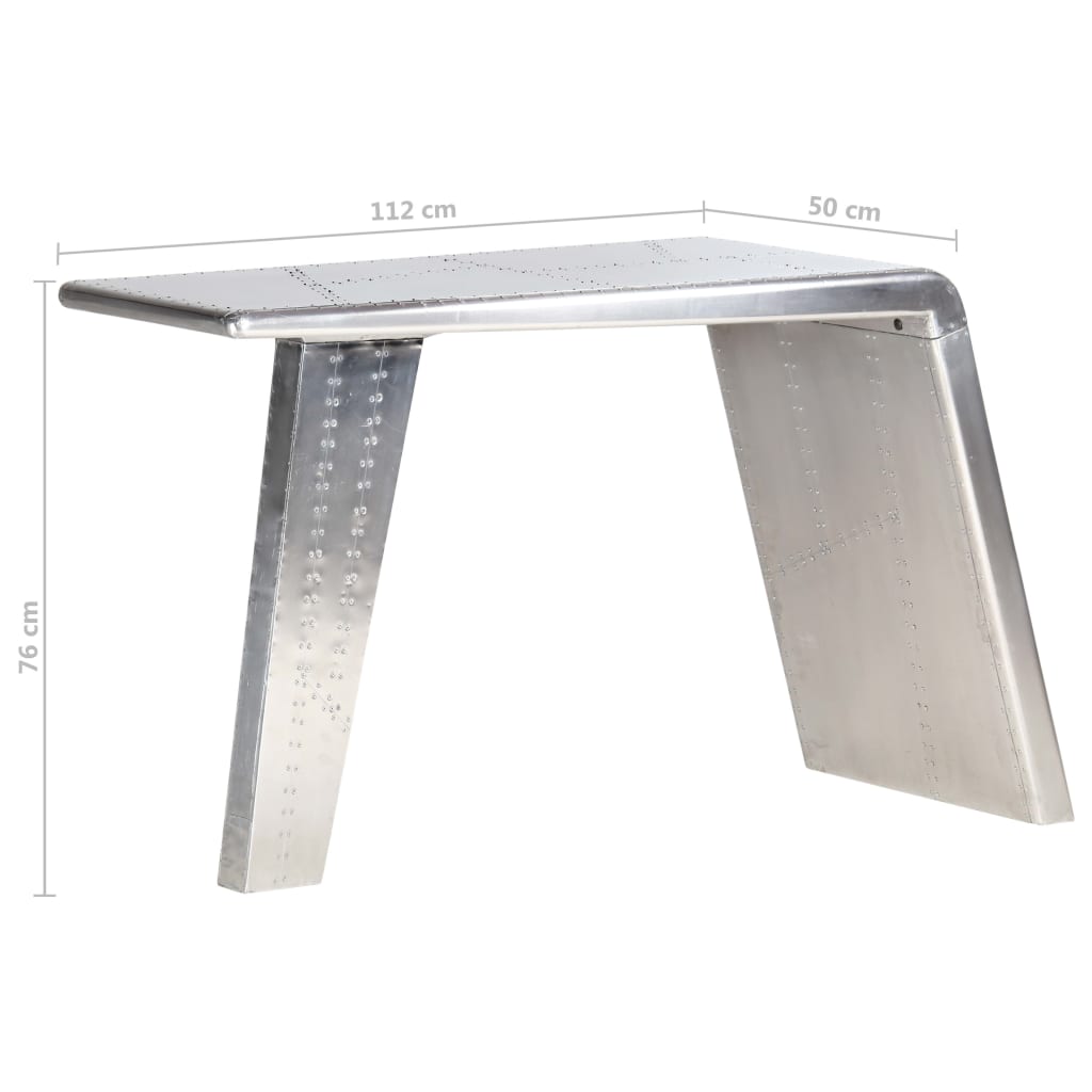 vidaXL aviator-skrivebord 112 x 50 x 76 cm metal sølvfarvet