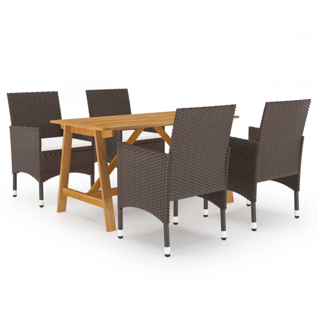 vidaXL spisebordsstole til haven 5 dele brun